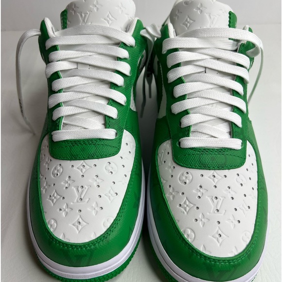 NEW Louis Vuitton Nike Air Force 1 Virgil Abloh Green/White Sneaker Size 8.5 - Picture 1 of 10
